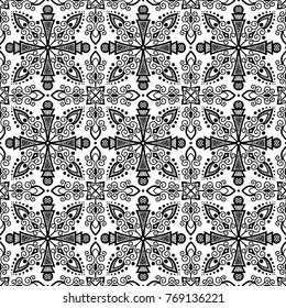 Abstract patterns Cross doodles black and whit