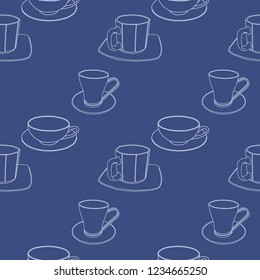 Abstract patterns cups with saucers color doodle Sketch