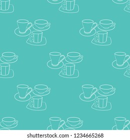 Abstract patterns cups with saucers color doodle Sketch