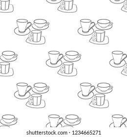 Abstract patterns cups with saucers doodle Sketch