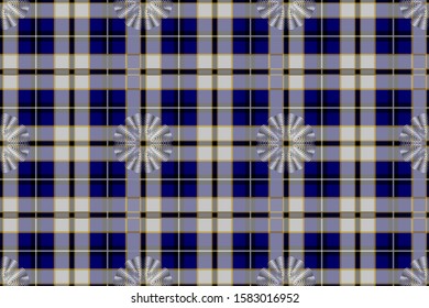 Abstract patterns on a checkered background. Creative option for new types of fabrics. The basis is St. Francis Xavier University tartan