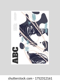 Abstract patterns for Placards, Posters, Flyers and Banner Designs. Colorful illustration. Lines, spots, dots and paint strokes. Decorative chaotic backdrop. Hand drawn texture, decor shapes. Vector.