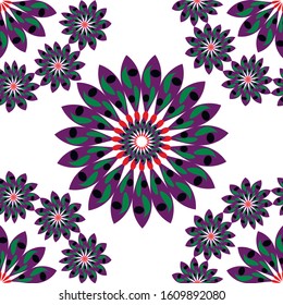 Abstract patterns, seamless pattern, multicolored, fractals, white background.