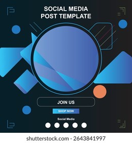 abstract patterns social media post template with a modern and professional look. and blue gradient background Vector