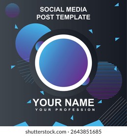 abstract patterns social media post template with a modern and professional look and blue gradient background Vector 01