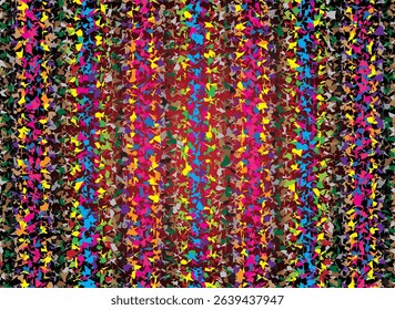 Abstract patterns with various shapes and colors spread throughout the area. Bright colors create a dynamic and energetic impression