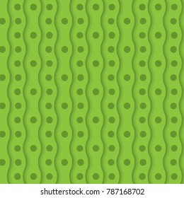 abstract patterns of waves and circles on a green background