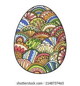 Abstract patterns, zendoodle. Hand draw illustration in egg shaped, Easter thematic. Vector design element