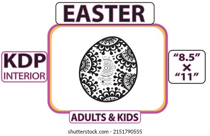 Abstract patterns, zendudl. Hand draw illustration in egg shaped, Easter thematic. Vector design element for coloring book, page