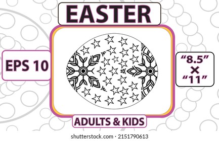 Abstract patterns, zendudl. Hand draw illustration in egg shaped, Easter thematic. Vector design element for coloring book, page