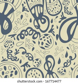 Abstract patterns.Vector background with plants. Seamless pattern can be used for wallpapers, web page background,surface textures.Bright children's cartoon plants.