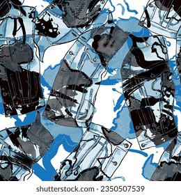 Abstract  pattern.textile denim  print repeat for trendy summer background designs.