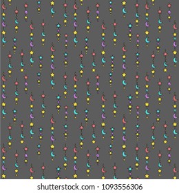 Abstract  pattern,with stars and moons vector illustration pack set.