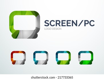 Abstract PC screen logo design made of color pieces - various geometric shapes
