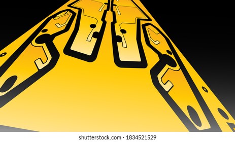 Abstract pcb board with yellow, background texture blue