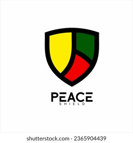 Abstract peace symbol logo design with shield concept.