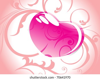 abstract peach creative floral background with romantic pink heart