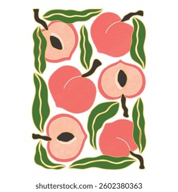 ABSTRACT PEACH FRUIT PATTERN ILLUSTRATION