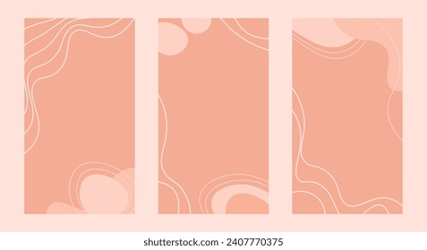 Abstract Peach Fuzz Social Media Templates. Vector