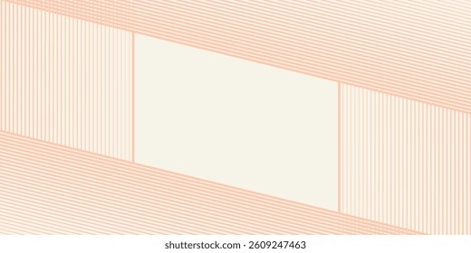 Abstract Peach Linear Pattern with Overlapping Geometric Lines on Soft Beige Background. Warm and minimalist design with angled shapes, perspective grids, and modern aesthetics. Perfect for print