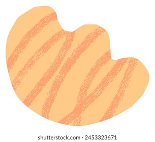 Abstractas melocotón naranja blob cortar forma. Elemento de Vector de collage de forma sinuosa semicircular redondeada orgánica con líneas de garabato de lápiz o pincel texturizado. Pegatina de verano moderna abstracta naranja pastel.