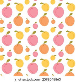 Abstract peach pattern. Flat design simple fruit background. Trendy design for brand design, cover, packaging, t shirt.