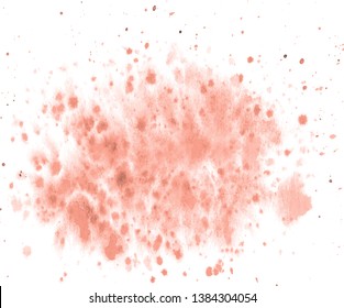 Abstract peach pink watercolor hand paint texture, isolated on white background, watercolor textured backdrop, watercolor drop, traced, vector eps 10