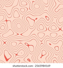Abstract Peach and Red Line and Circle Pattern Design