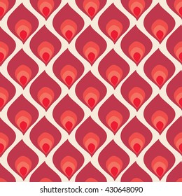 Abstract peacock bird feather seamless pattern. Colorful scale background.