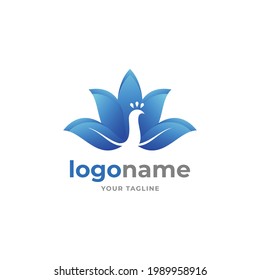 abstract peacock bird logo gradient style for beauty elegant company business 