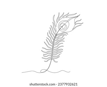 Abstract peacock feather, continuous single line art drawing