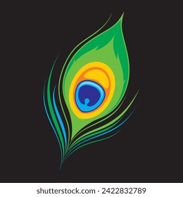 Abstract peacock feather design with vibrant colors and shapes - Peacock Feather - Minimal Illustration - Logo