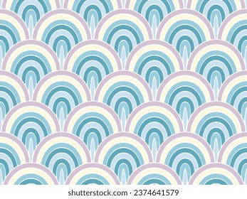 Abstract peacock feather vector repeat ornament. Fairytale fishscale texture. Clothing peacock plumage print. Dreamy reptile skin background. Japanese stylized pattern.