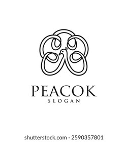 Abstract Peacock Line Art Logo Design