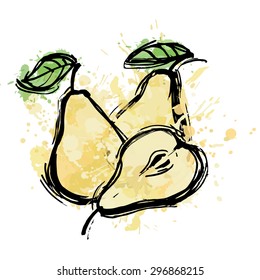 Abstract pear illustration. Vector illustrations of sketch ripe pear