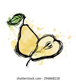 Abstract pear illustration. Vector illustrations of sketch ripe pear