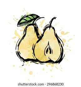 Abstract pear illustration. Vector illustrations of sketch ripe pear