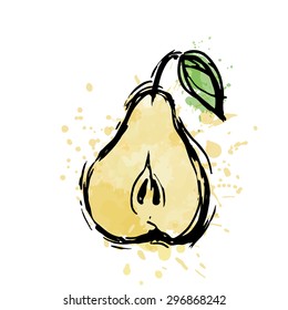 Abstract pear illustration. Vector illustrations of sketch ripe pear