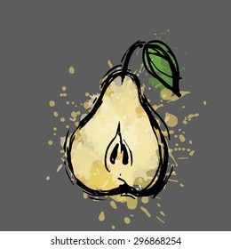Abstract pear illustration. Vector illustrations of sketch ripe pear
