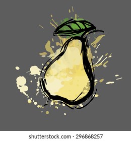 Abstract pear illustration. Vector illustrations of sketch ripe pear