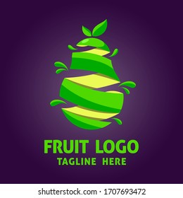 Abstract pear logo template. Flat vector design for organic shop, healthy food store and cafe.
