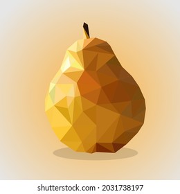an abstract pear made of triangles. the apple is drawn in the style of triangulation