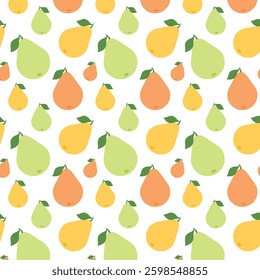 Abstract pear pattern. Flat design simple fruit background. Trendy design for brand design, cover, packaging, t shirt.