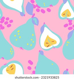 Abstract pear pattern. Vector seamless pattern for design, print, fabric, wallpaper, textile, paper, etc.