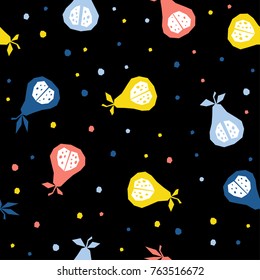 Abstract pear seamless pattern background. Childish handmade pear for design card, cafe menu, wallpaper, summer gift album, scrapbook, holiday wrapping paper, textile fabric, bag print, t-shirt etc.
