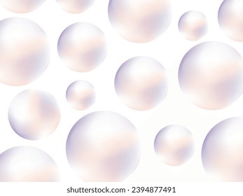 Abstract pearl background with 3d spheres. Vector illustration of balls. Holographic fluid circles in pastel colors. Gradient background with organic pink shapes. Futuristic gradient bubble pattern.
