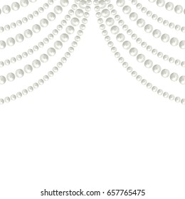 Abstract pearl garlands, beads isolated on white background. Set for celebratory design, Christmas decorations. wedding theme. (Clipping mask used, easy editable) Vector illustration.