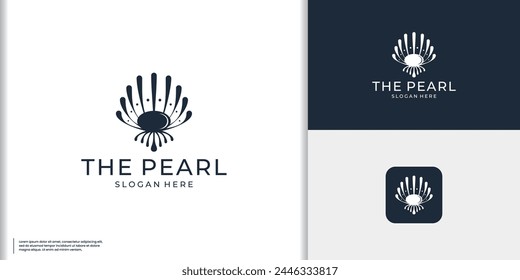 Abstract pearl or jewelry logo in luxury and shell shape fit for beauty and cosmetic