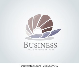 abstract pearl out from shell logo icon symbol design template illustration