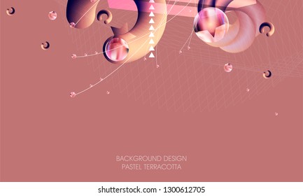 Abstract pearls brown brown with 3d spheres cluster. necessary terracotta bubbles